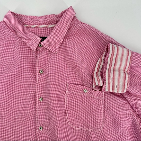 Tommy Bahama Mens 5XB Big Pink Check Linen Blend Button Up Long Sleeve Shirt - Picture 1 of 11
